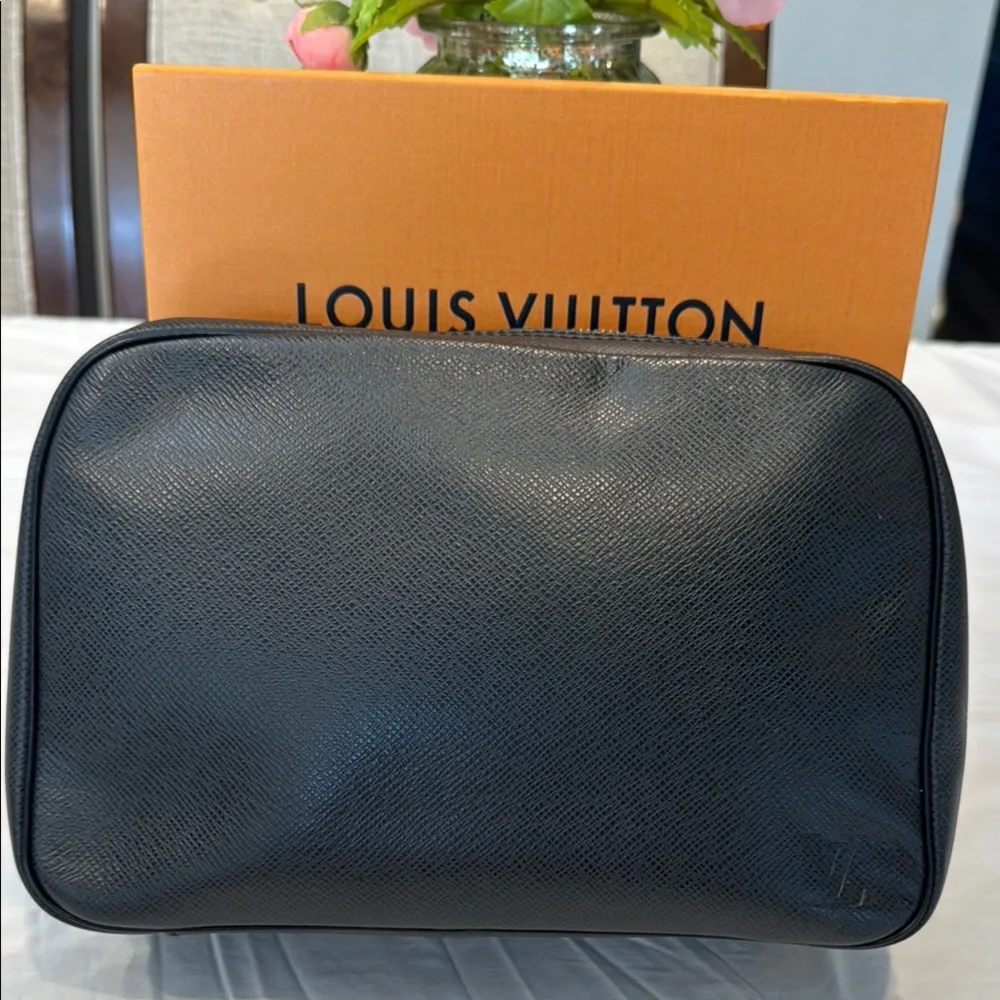 Louis Vuitton Black Leather Cosmetic Pouch
